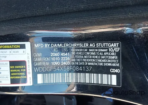 2008 Mercedes-Benz C 300 Luxury/Sport из США, поврежденный, VIN WDDGF54X58F084137